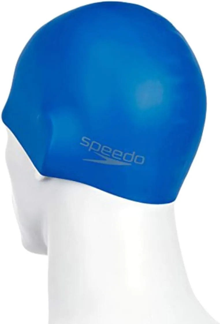 Speedo Plain Moulded Silicone Swim Cap Adults Blue One Size