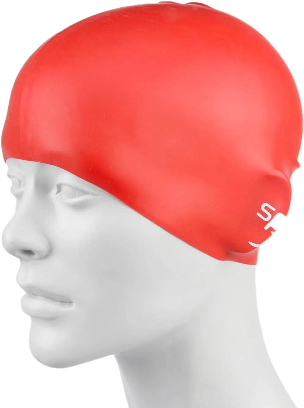 Speedo Plain Moulded Silicone Swim Cap Junior Red One Size