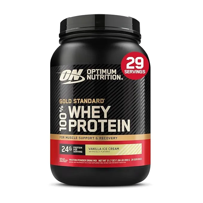 Optimum Nutrition Gold Standard 100% Whey Protein Vanilla Ice Cream 907 g (2 lb) ~29 Servings 24g Protein
