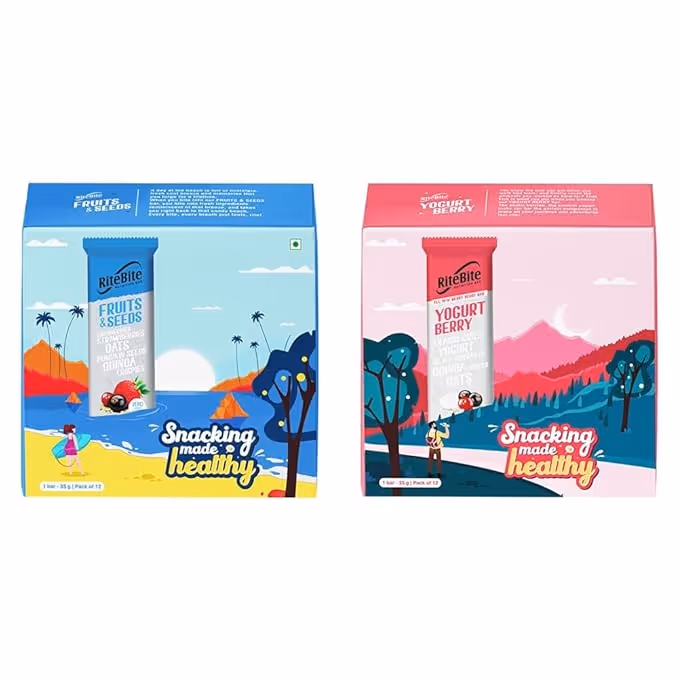 RiteBite Max Protein Bar Fruits & Seeds 35g Pack of 12 (10g Protein Each)