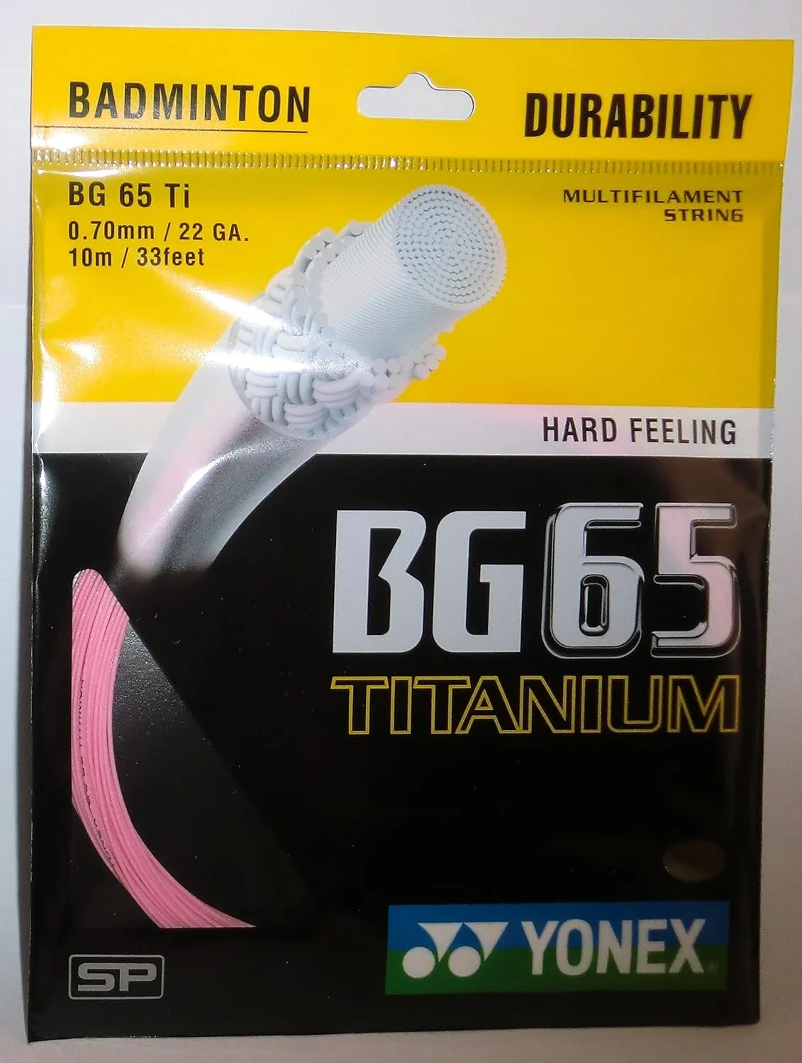 Yonex BG65 Ti Badminton String Titanium Hydride Coating  Pink 0.70mm 10m