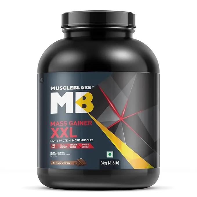 MuscleBlaze Mass Gainer XXL Complex Carbs Protein 3:1 Ratio 3kg Chocolate