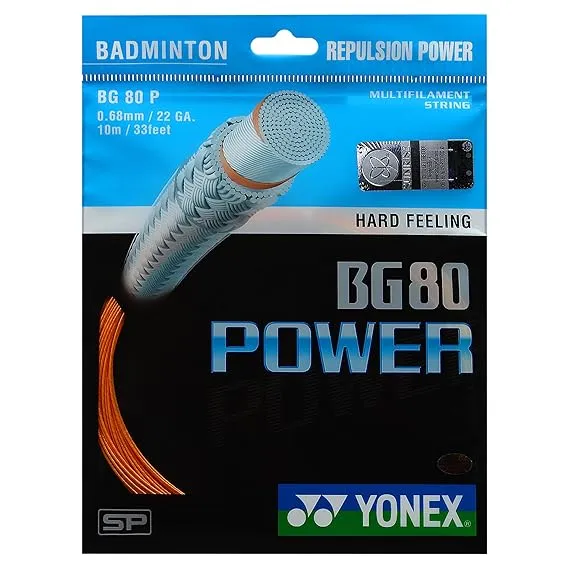 Yonex BG80 Power Badminton String Vectran Nylon Hard Feel High Repulsion Japan Bright Orange 0.68mm 10m