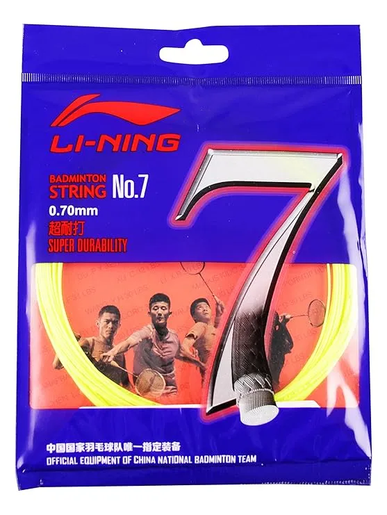 Li-Ning String No.7 Badminton String Ultra Durable Deep Re-Dipping  Yellow 0.70mm 10m
