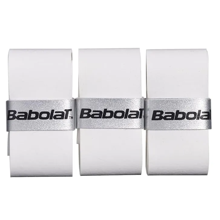Babolat VS Original x3 Pure Overgrip 0.43mm Dry Feel 160pct Absorption White Pack of 3