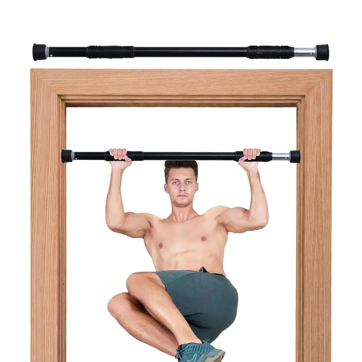 Total Sports Height Rod Adjustable Doorway Pull Up Bar Chin Up Bar Home Gym No Screws