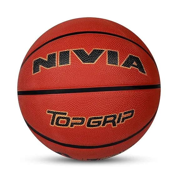 Nivia Top Grip Basketball Size 7 BFI Standard 8 Panels Rubber Pebbled All Surface Tournament