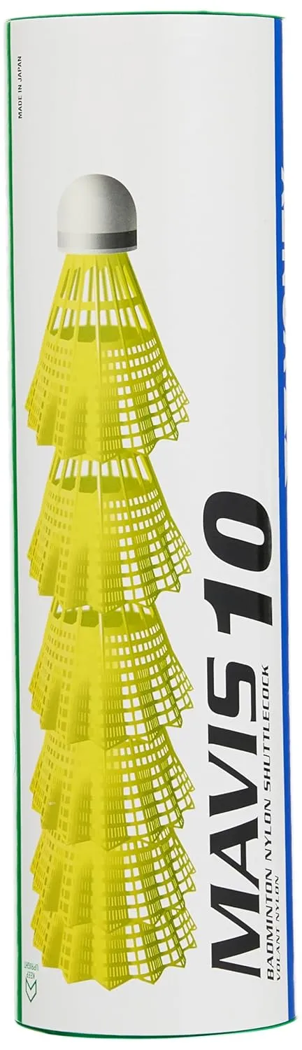 Yonex Mavis 10 Nylon Badminton Shuttlecock Green Yellow Green Cap Pack of 6