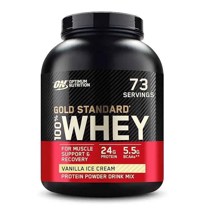 Optimum Nutrition Gold Standard 100% Whey Protein Vanilla Ice Cream 2.27 kg (5 lb) ~73 Servings 24g Protein