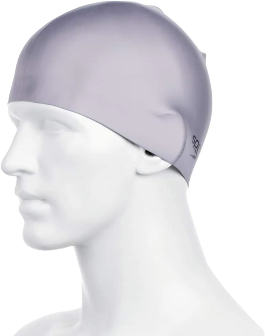 Speedo Plain Moulded Silicone Swim Cap Adults Grey One Size