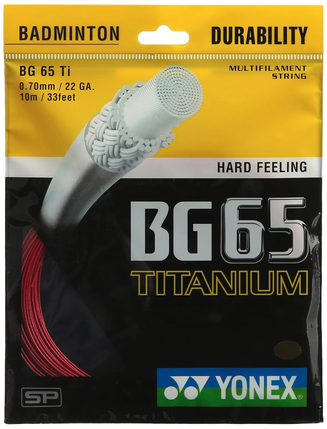Yonex BG65 Ti Badminton String Titanium Hydride Coating  Red 0.70mm 10m