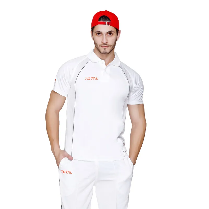 Total TS-4023 Regular Fit Half Sleeve White Cricket T-Shirt Size 28