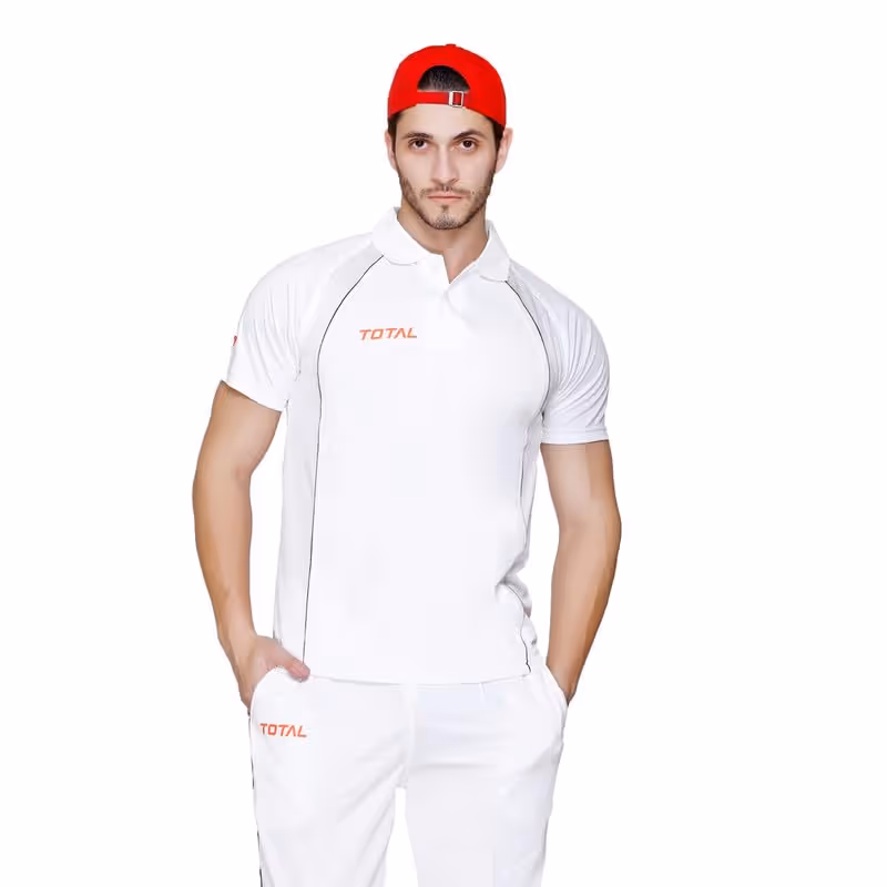 Total TS-4023 Regular Fit Half Sleeve White Cricket T-Shirt Size 28