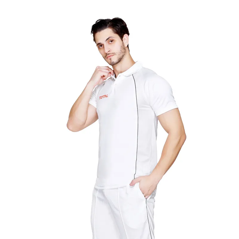 Total TS-4023 Regular Fit Half Sleeve White Cricket T-Shirt Size 28