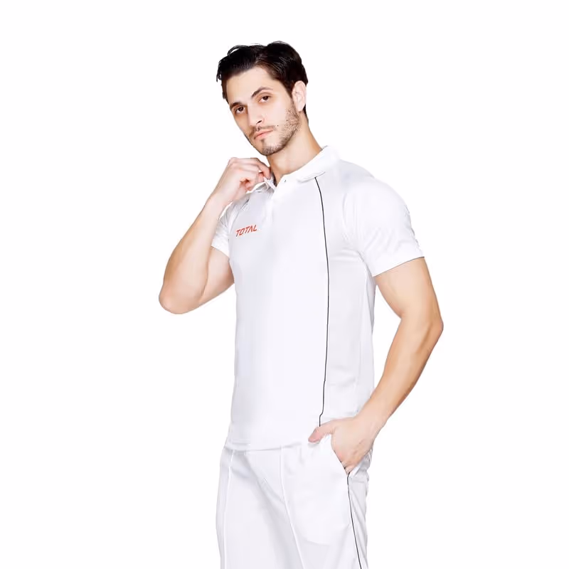 Total TS-4023 Regular Fit Half Sleeve White Cricket T-Shirt Size 28