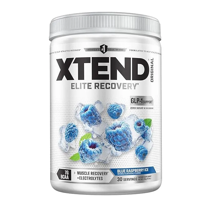 Scivation Xtend BCAA Intra Workout Blue Raspberry Ice 7g BCAAs 30 Servings Zero Sugar