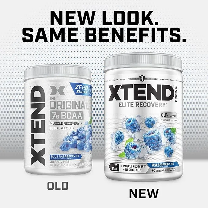 Scivation Xtend BCAA Intra Workout Blue Raspberry Ice 7g BCAAs 30 Servings Zero Sugar
