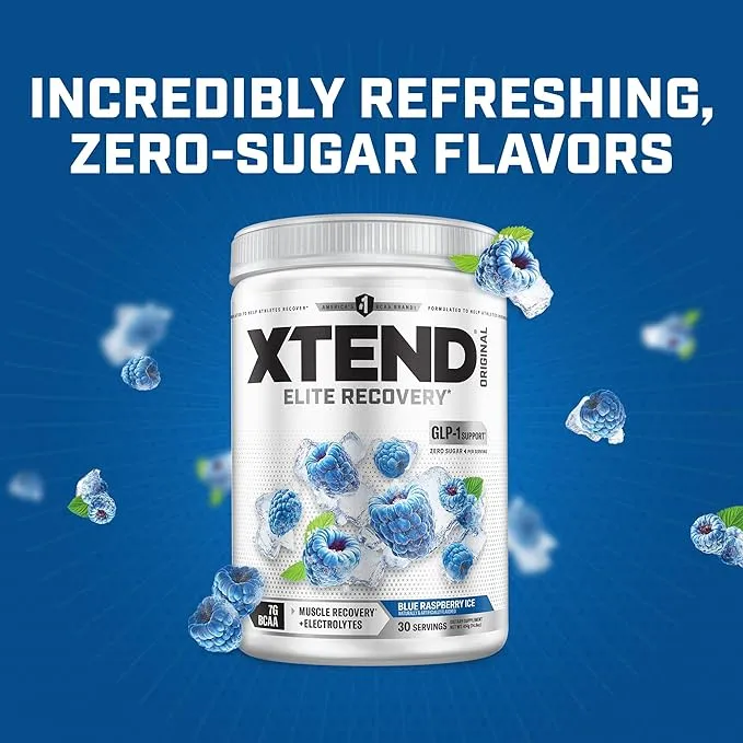 Scivation Xtend BCAA Intra Workout Blue Raspberry Ice 7g BCAAs 30 Servings Zero Sugar
