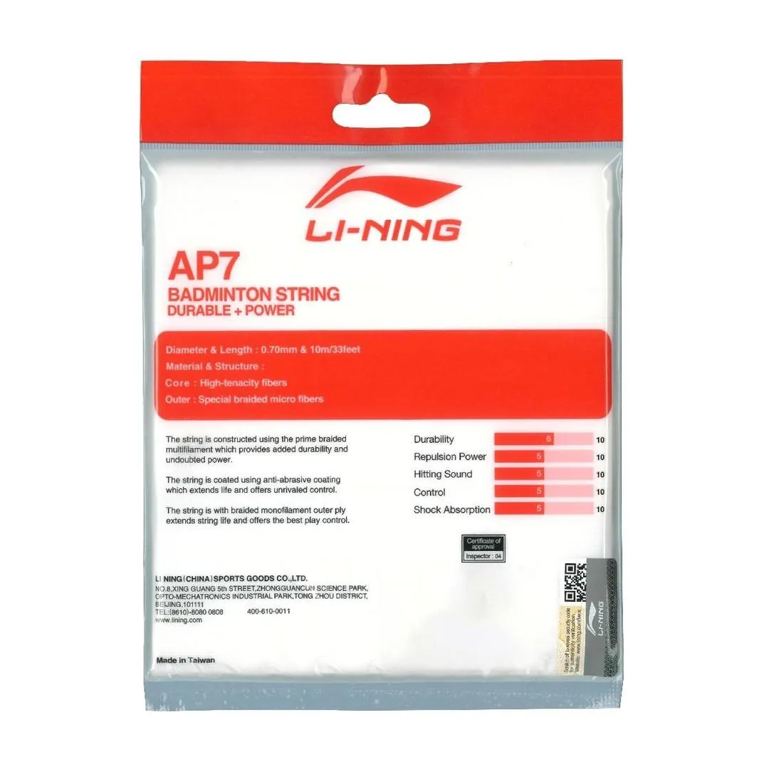 Li-Ning AP7 Badminton String Durable Multifilament Deep Re-Dipping Black 0.70mm 10m