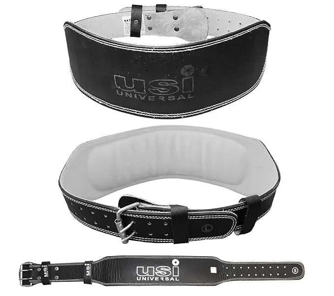 USI Universal 790SL4 4 Inch Leather Weightlifting Belt Large Suede Lining Padded