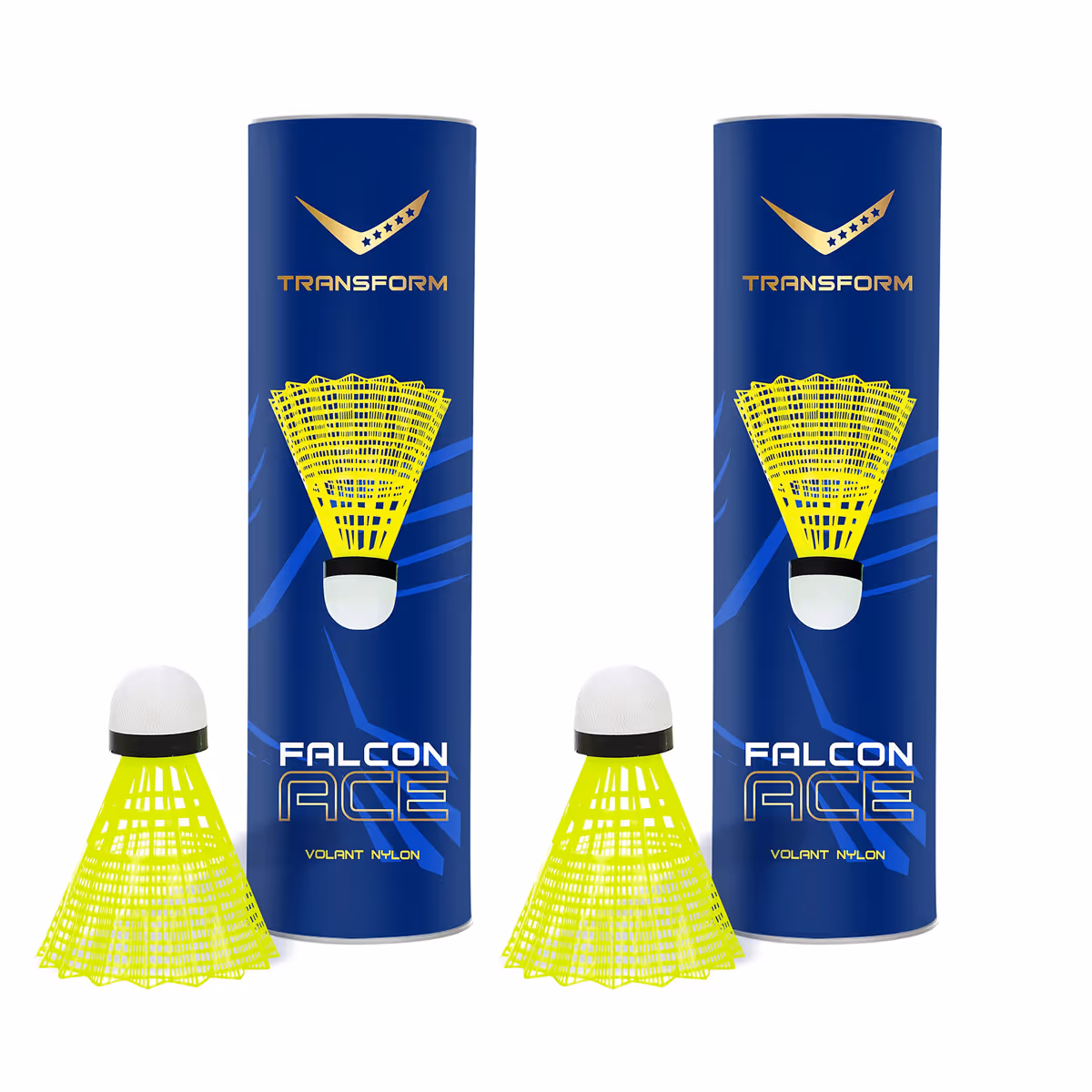Transform Falcon Ace Nylon Badminton Shuttlecock Slow Yellow Pack of 6