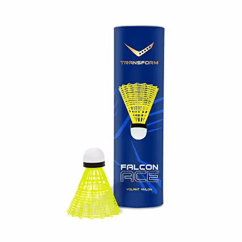 Transform Falcon Ace Nylon Badminton Shuttlecock Slow Yellow Pack of 6