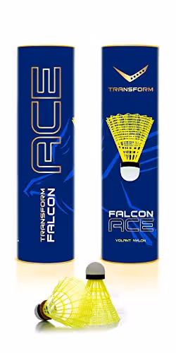 Transform Falcon Ace Nylon Badminton Shuttlecock Slow Yellow Pack of 6
