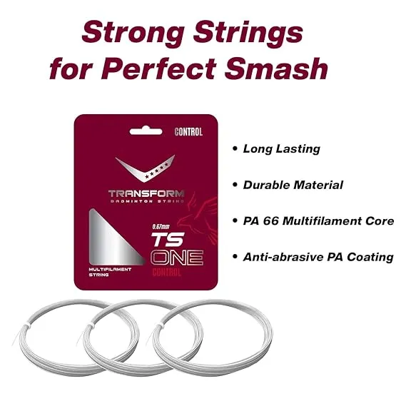 Transform String ONE Badminton String Polyurethane High Elasticity White 0.67mm 10.5m