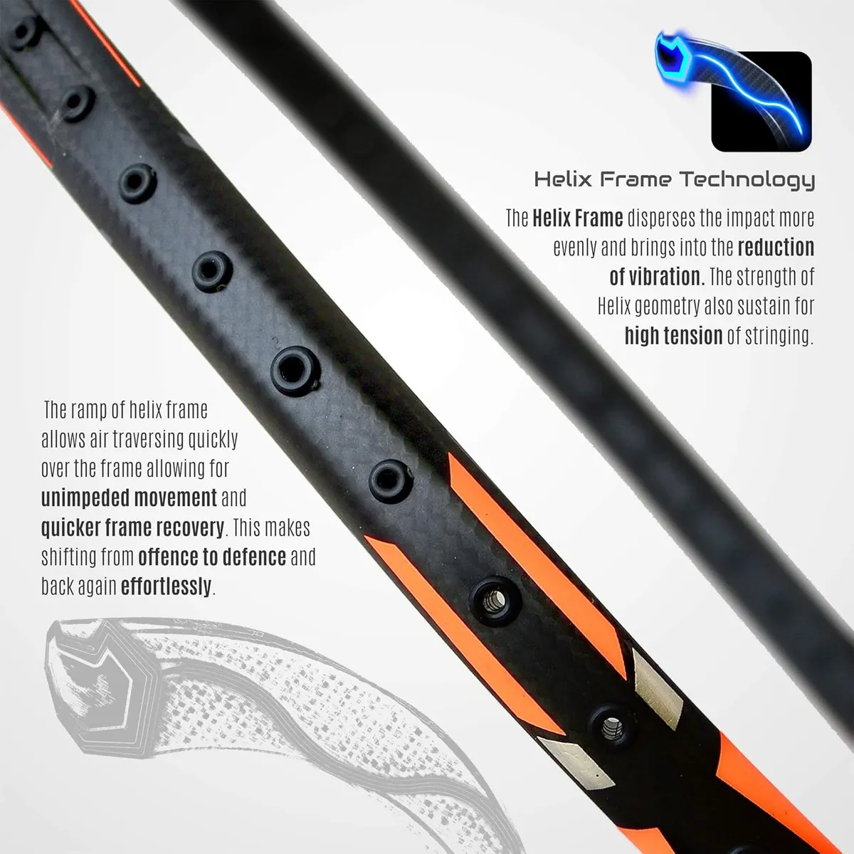 Transform Glory Badminton Racquet Balanced Black Orange