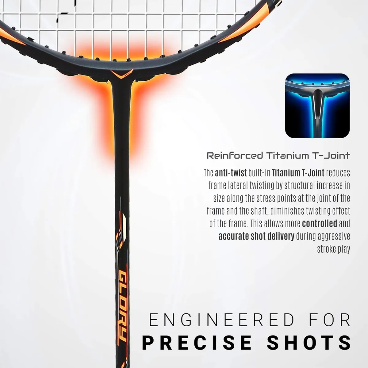 Transform Glory Badminton Racquet Balanced Black Orange