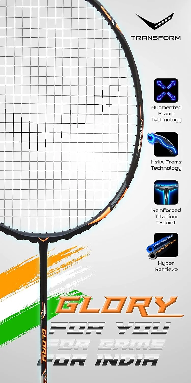 Transform Glory Badminton Racquet Balanced Black Orange