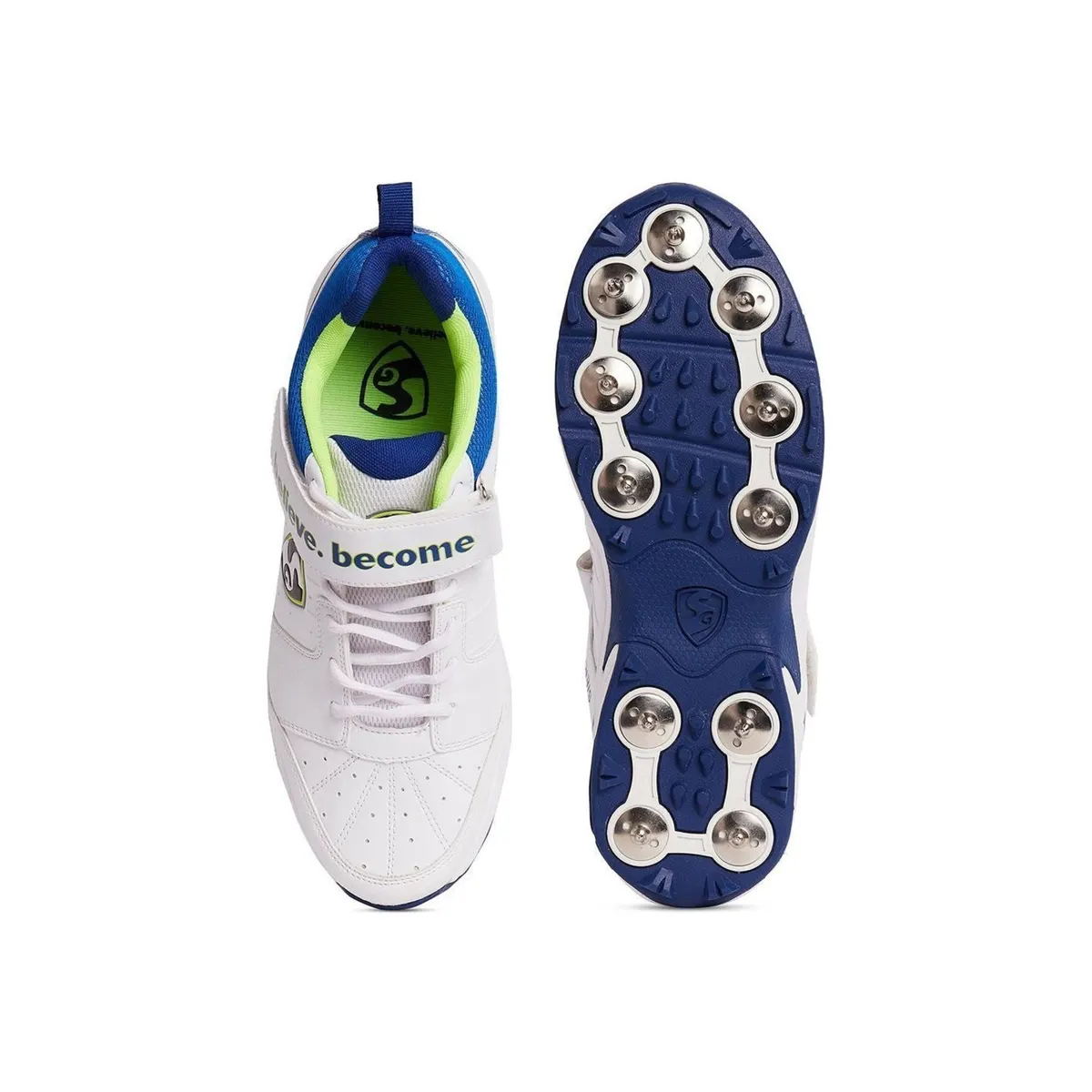 SG Sierra 2.0 Cricket Shoes White Lime Royal Blue Size 11