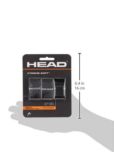 Head Extreme Soft Overgrip 0.5mm Soft Elastomer Extra-Large Perforations High Absorption Tacky Black 105cm