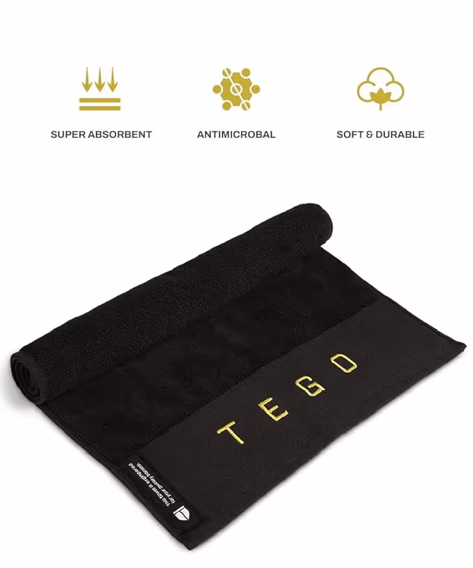 Tego Fit Anti-Microbial Sports Towel Jet Black Green