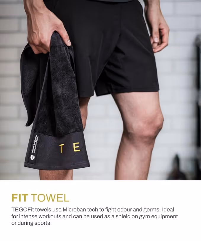 Tego Fit Anti-Microbial Sports Towel Jet Black Green