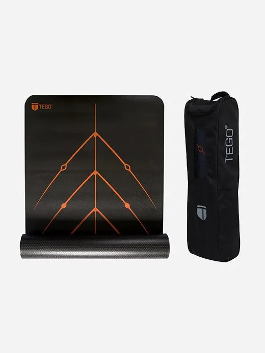 TEGO TS0039 Yoga Mat Black-Orange 5mm Eco-Friendly Non-Slip with Posture Reference