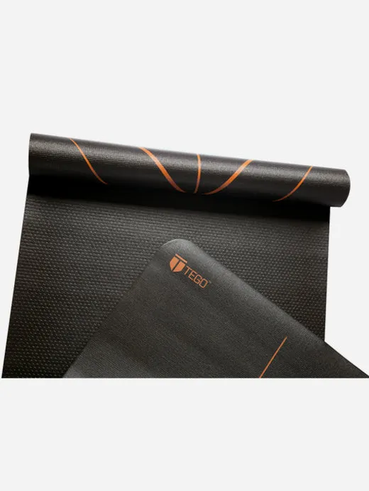 TEGO TS0039 Yoga Mat Black-Orange 5mm Eco-Friendly Non-Slip with Posture Reference