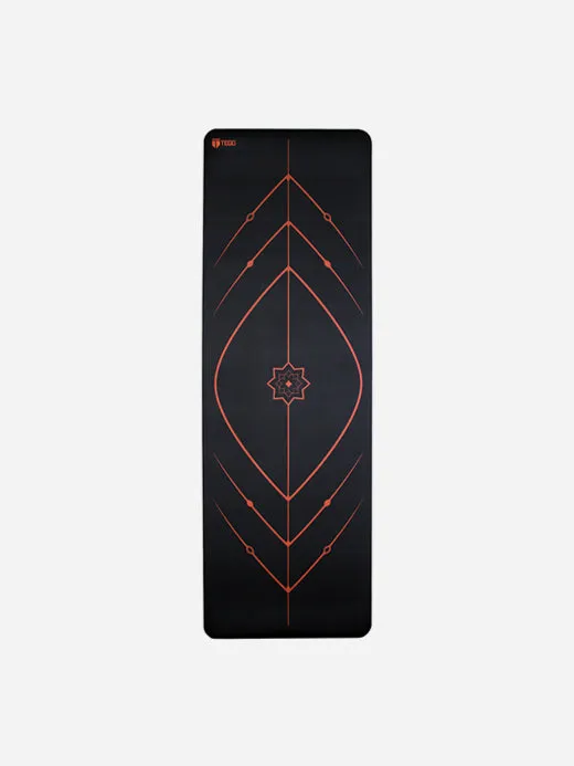 TEGO TS0039 Yoga Mat Black-Orange 5mm Eco-Friendly Non-Slip with Posture Reference