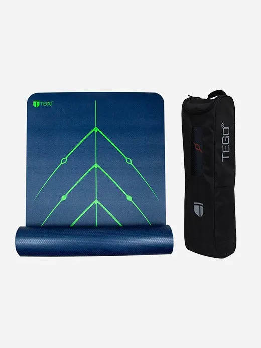 TEGO TS0068 Yoga Mat Blue/Green 5mm Eco-Friendly Non-Slip with Posture Reference