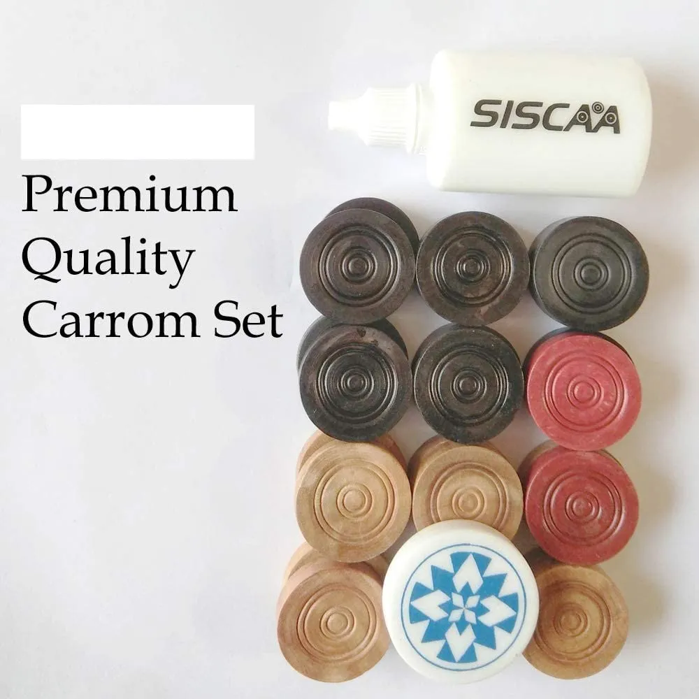 Siscaa Perfect Shot Carrom Coins Set 7.2mm Wood Smooth Finish AICF ICF Home/Family Use