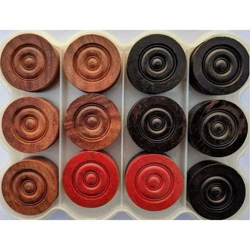 Siscaa Perfect Shot Carrom Coins Set 7.2mm Wood Smooth Finish AICF ICF Home/Family Use