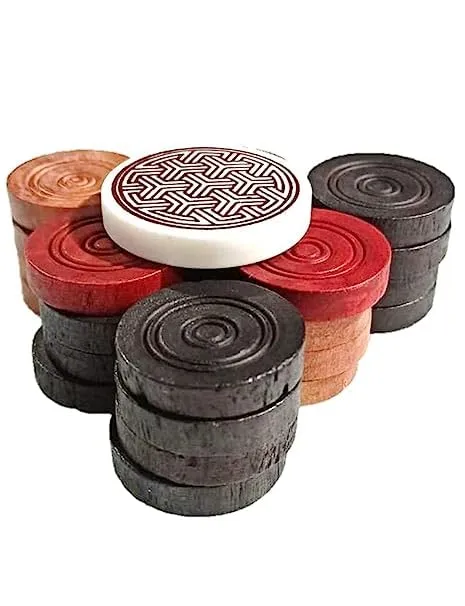 Siscaa Perfect Shot Carrom Coins Set 7.2mm Wood Smooth Finish AICF ICF Home/Family Use