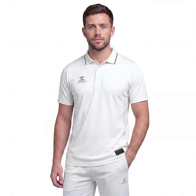 Shrey Premium Half Sleeves Cricket T-Shirt Off White Size XS