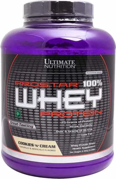 Ultimate Nutrition Prostar 100% Whey Protein Cookie & Cream 2.39kg 80 Servings 25g Protein
