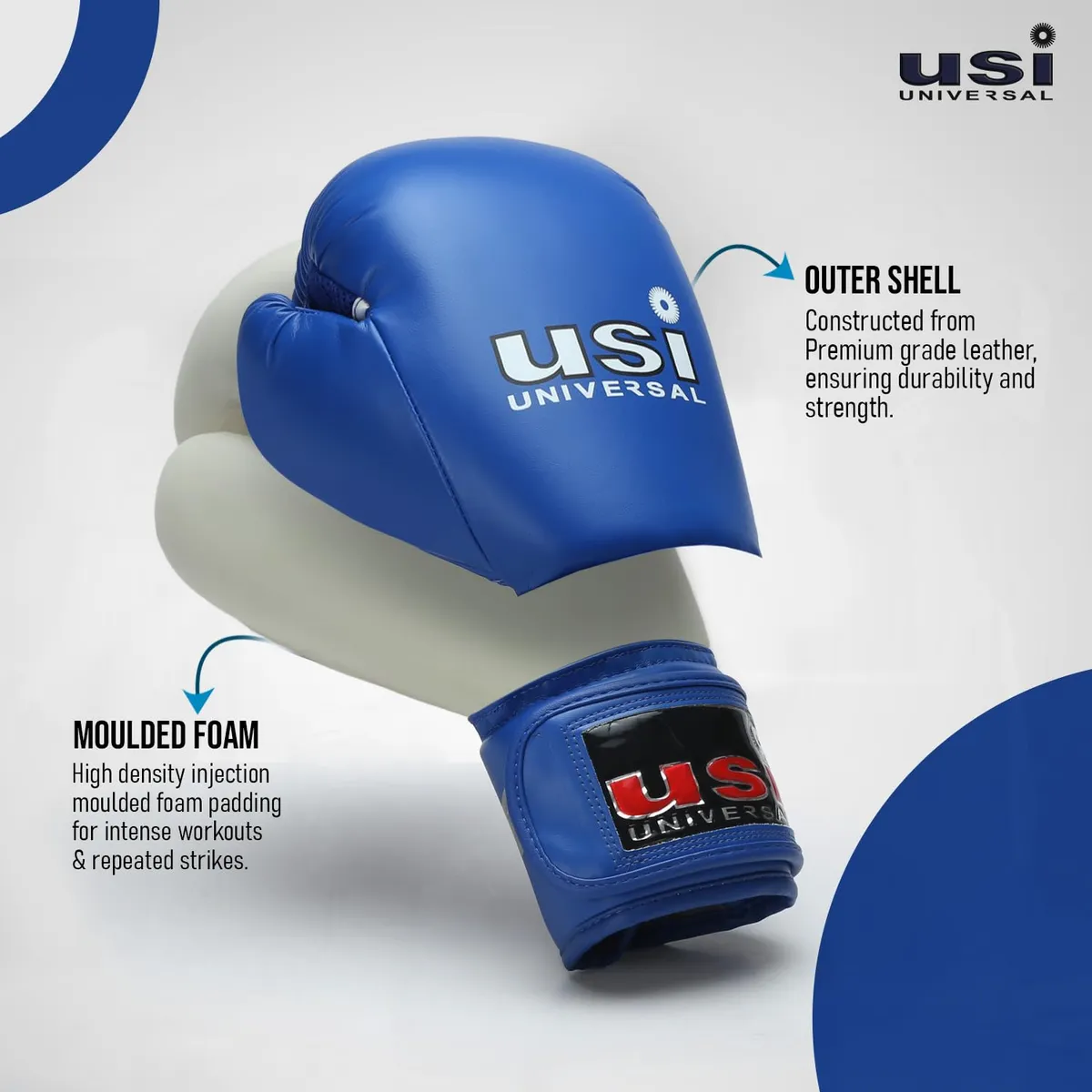 USI Universal 609MPU Lite Contest PU Boxing Gloves Blue 12oz Moulded Foam Beginner