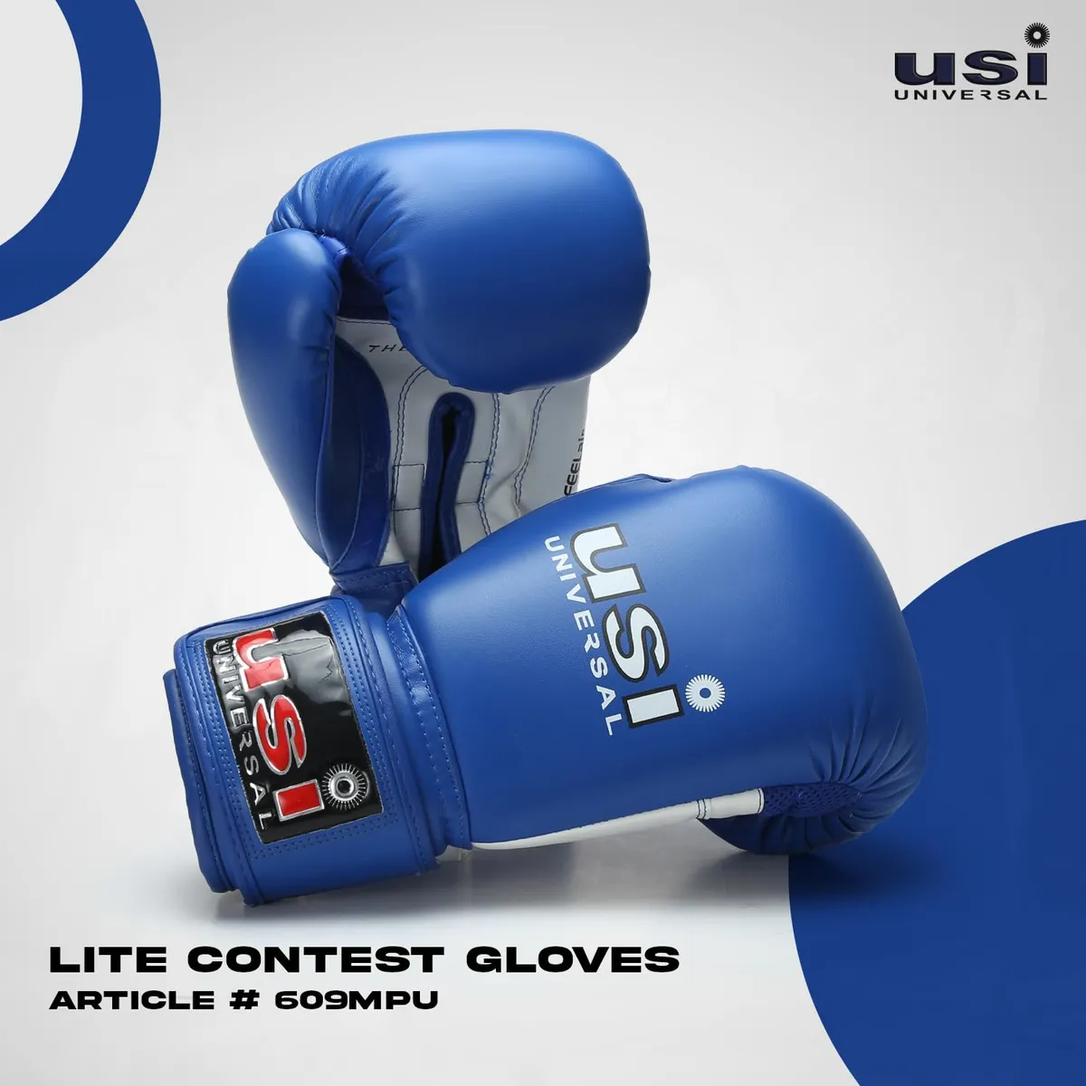 USI Universal 609MPU Lite Contest PU Boxing Gloves Blue 12oz Moulded Foam Beginner