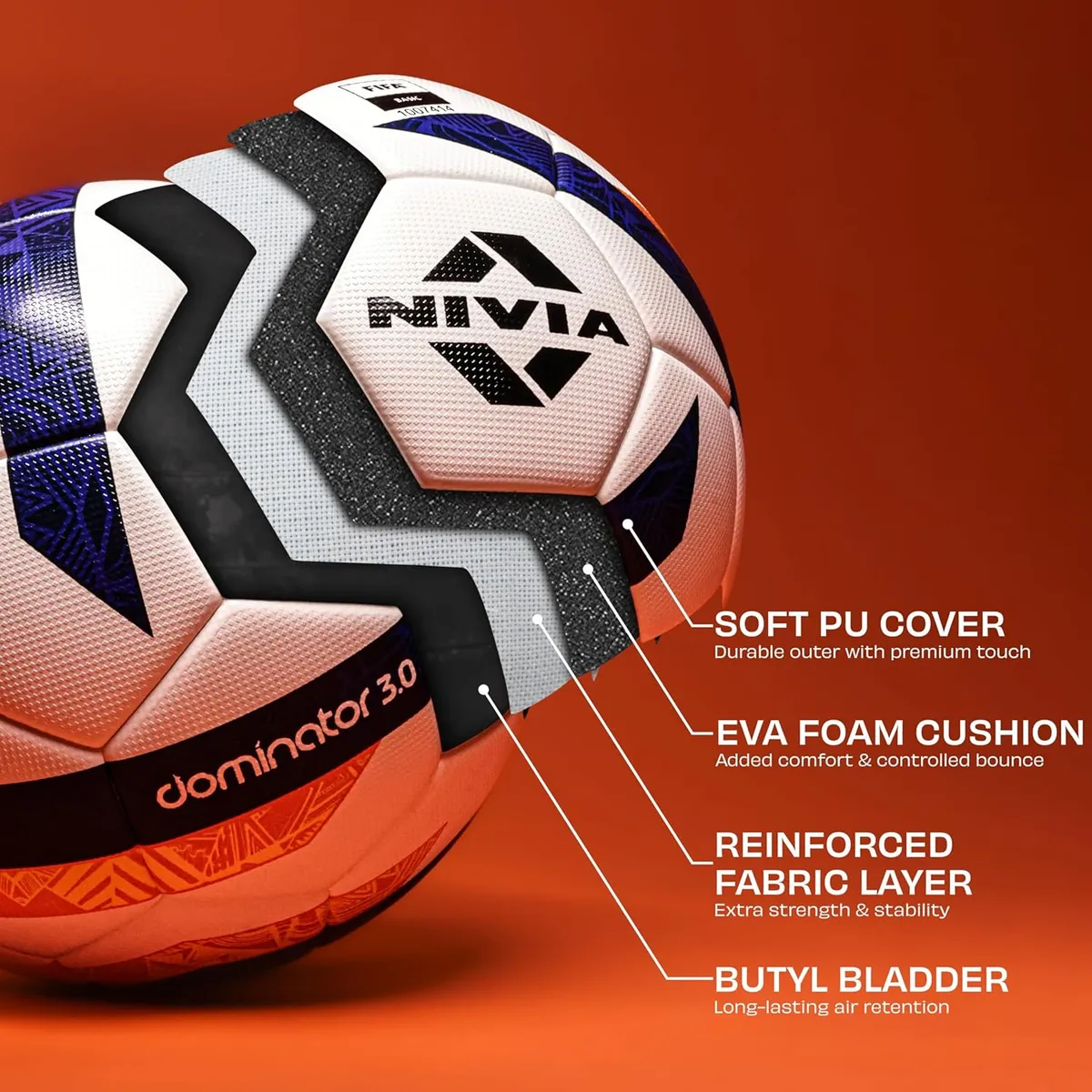 Nivia Dominator 3.0 Football FB-80083 Multicolour Size 5
