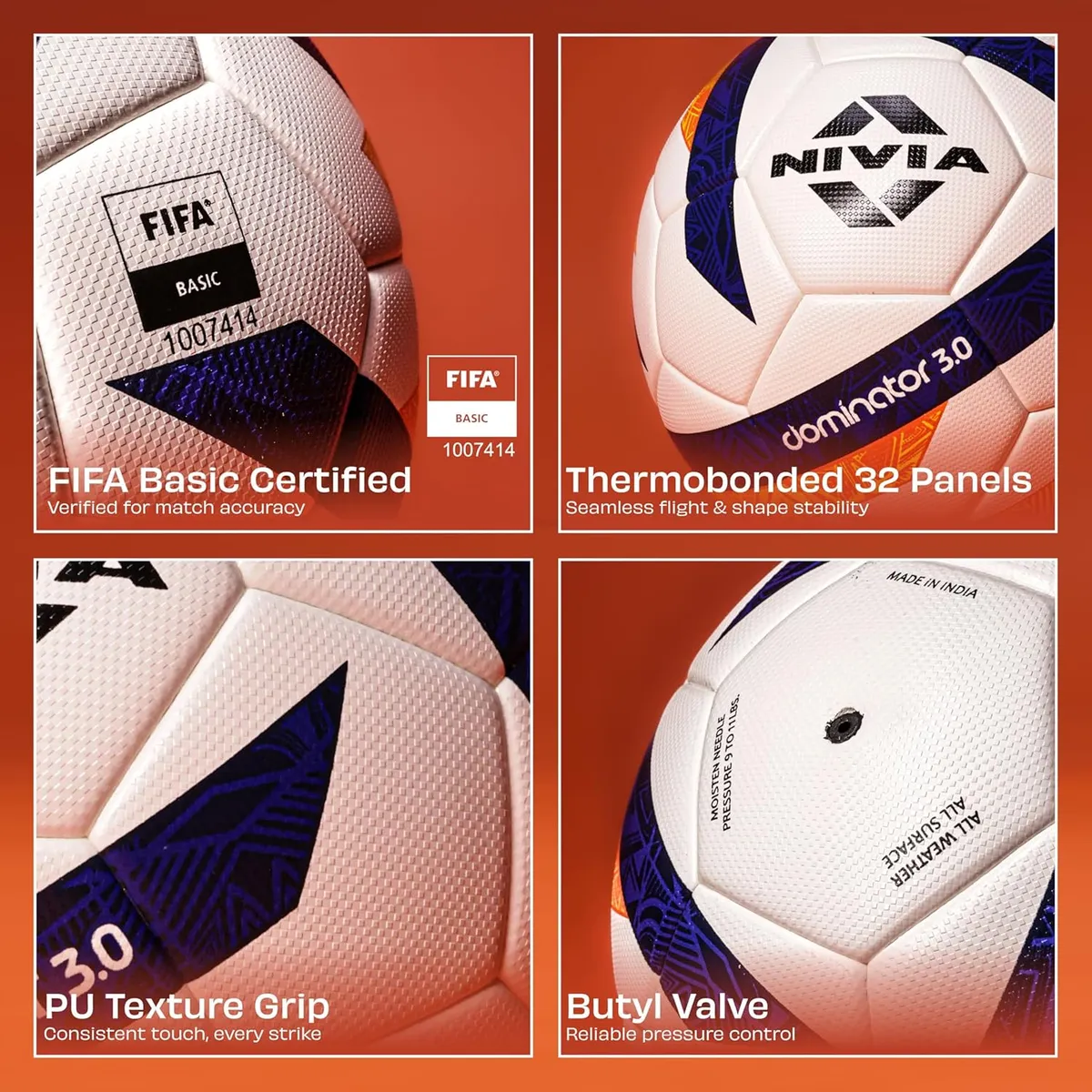 Nivia Dominator 3.0 Football FB-80083 Multicolour Size 5