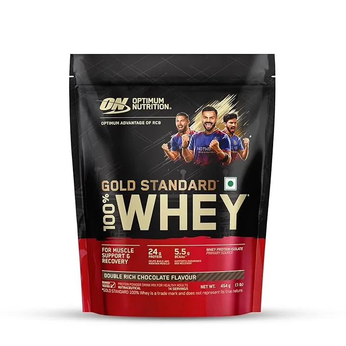 Optimum Nutrition Gold Standard 100% Whey Protein Double Rich Chocolate 454 g (1 lb) ~14 Servings 24g Protein