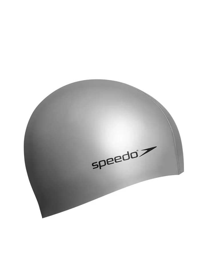 Speedo Flat Silicone Swim Cap Adults Silver One Size
